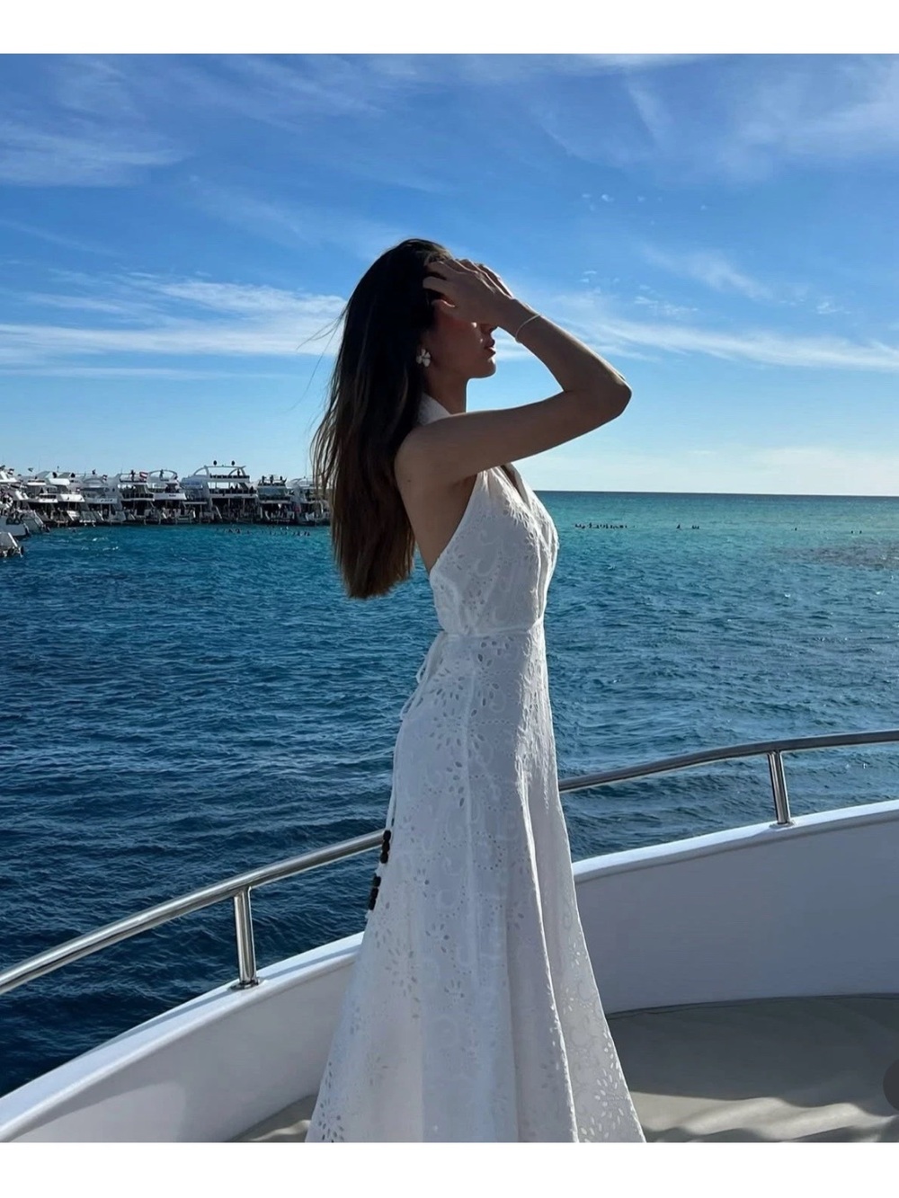 Zara White One-Shoulder Eyelet Midi Dress - Picture 7 of 8